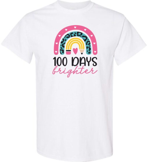 White Short Sleeve T-Shirt (100 Days Brighter Design 'A')