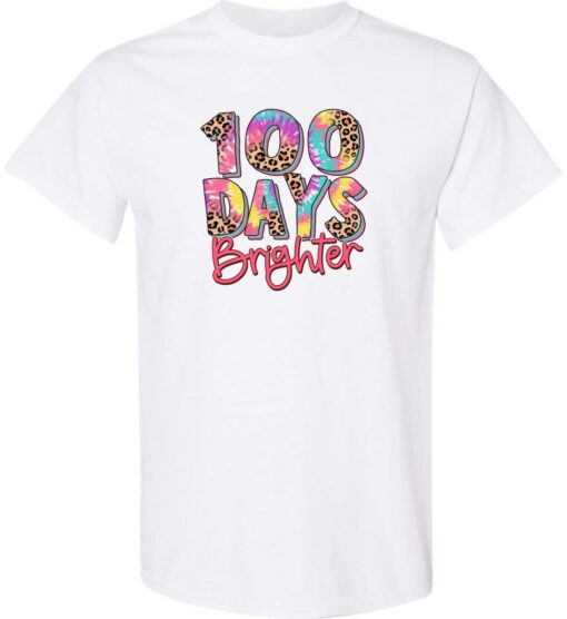 White Short Sleeve T-Shirt (100 Days Brighter Design 'B')