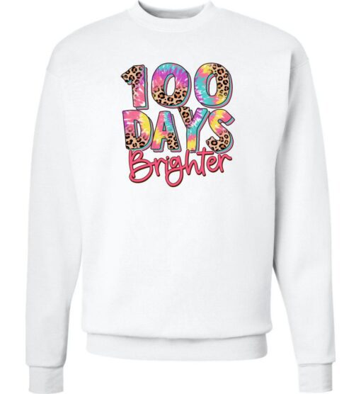 White Crewneck Sweatshirt (100 Days Brighter Design 'B')