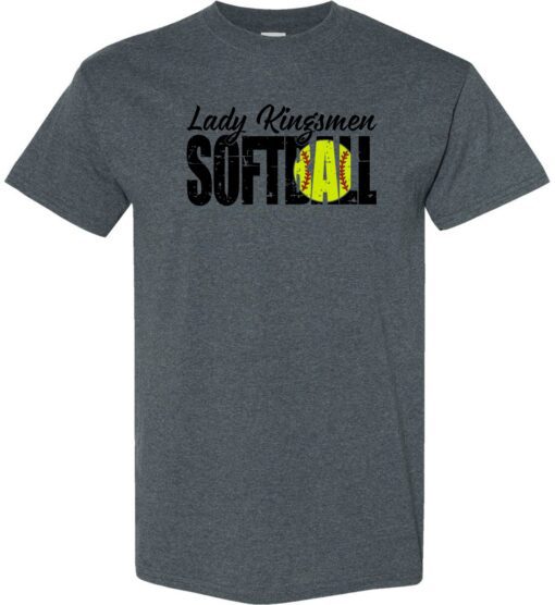 Dark Heather Short Sleeve T-Shirt (Lady Kingsmen Softball Design A)