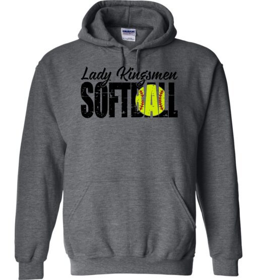 Dark Heather Hoodie (Lady Kingsmen Softball Design A)