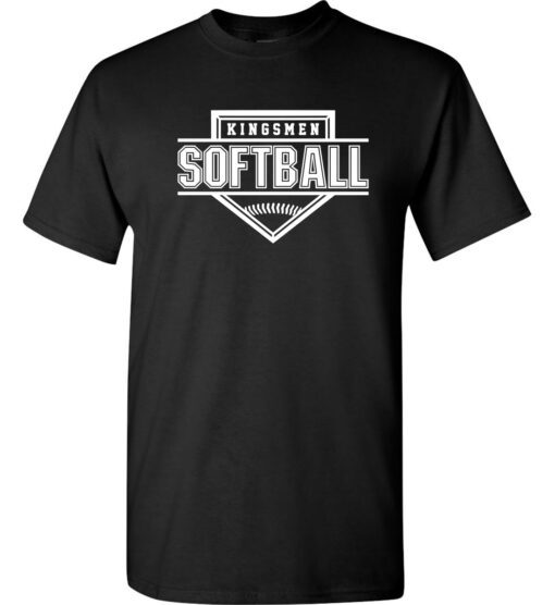 Black Short Sleeve T-Shirt (Kingsmen Softball Design B)