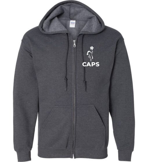 Dark Heather Full-Zip Hoodie (CAPS Design A)