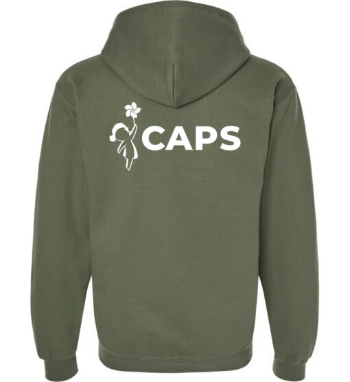 Military Green Full-Zip Softstyle Hoodie (CAPS Design A) - Image 2