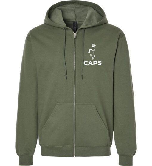 Military Green Full-Zip Softstyle Hoodie (CAPS Design A)