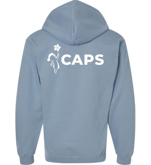 Stone Blue Full-Zip Softstyle Hoodie (CAPS Design A) - Image 2