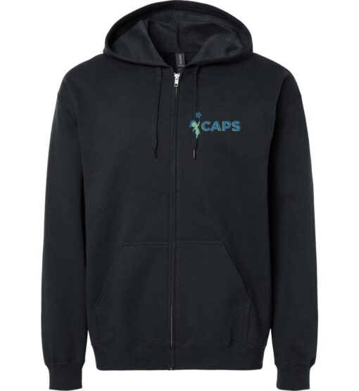 Black Full-Zip Softstyle Hoodie (CAPS Design B)