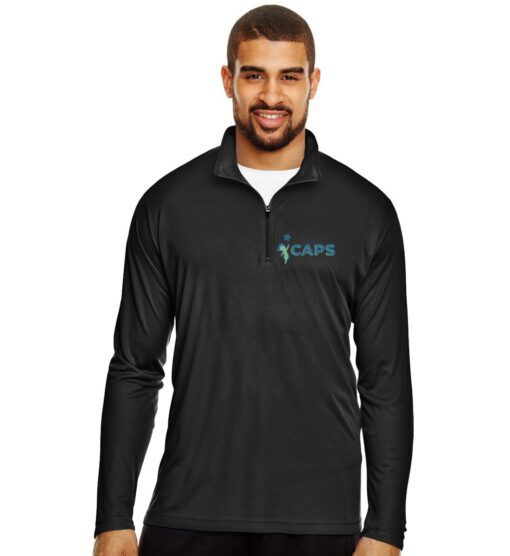 Black Men's Performance Quarter-Zip (CAPS Design B)