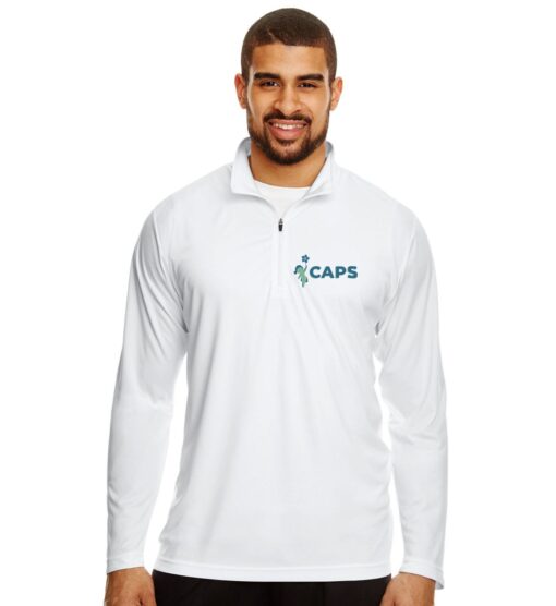 White Men's Performance Quarter-Zip (CAPS Design B)