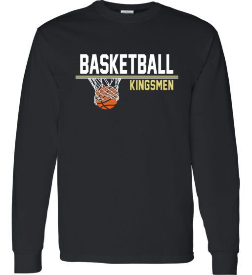 Black Long Sleeve T-Shirt (Kingsmen Basketball Design A)