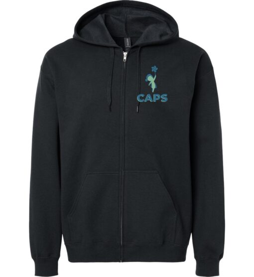 Black Full-Zip Softstyle Hoodie (CAPS Design B)