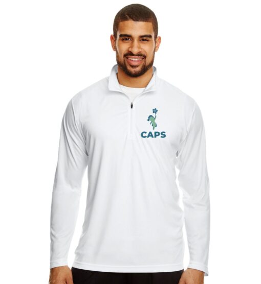 White Men's Performance Quarter-Zip (CAPS Design B)