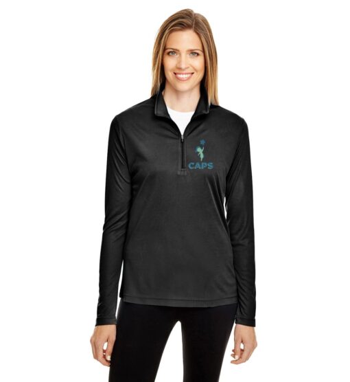 Black Women's Performance Quarter-Zip (CAPS Design B)