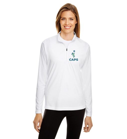 White Women's Performance Quarter-Zip (CAPS Design B)