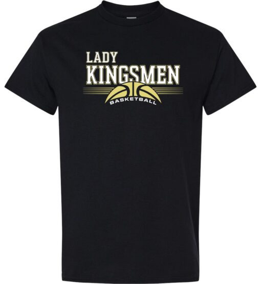 Black Short Sleeve T-Shirt (Lady Kingsmen Basketball Design A)