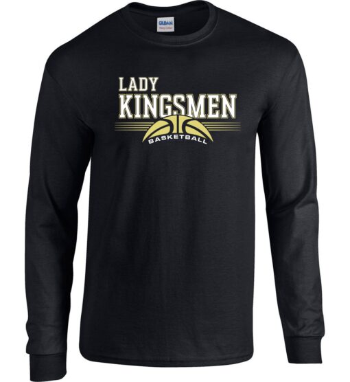 Black Long Sleeve T-Shirt (Lady Kingsmen Basketball Design A)