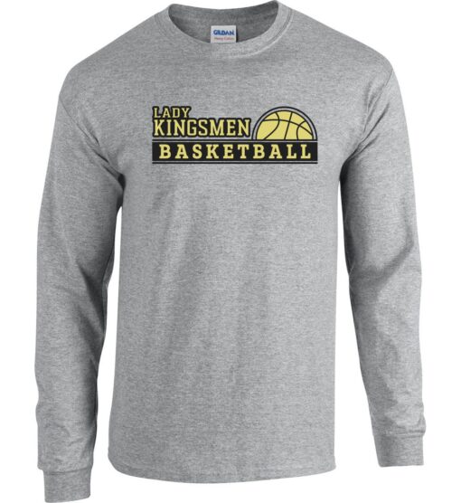 Sport Gray Long Sleeve T-Shirt (Lady Kingsmen Basketball Design D)