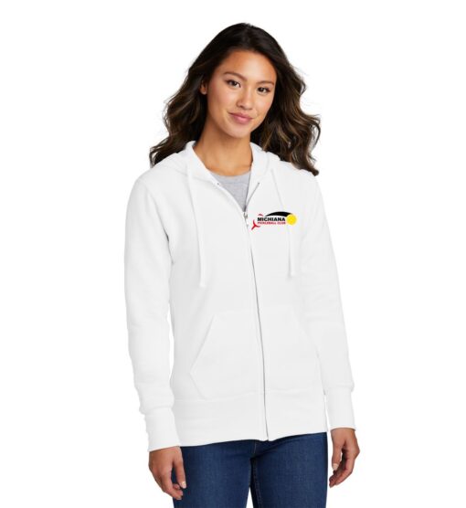 Ladies' White Full-Zip Hoodie (Michiana Pickleball)