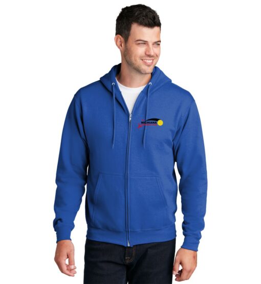 Royal Blue Heather Full-Zip Hoodie (Michiana Pickleball)