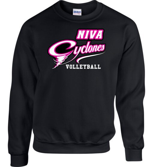 Black Crewneck Sweatshirt (NIVA Cyclones Volleyball)